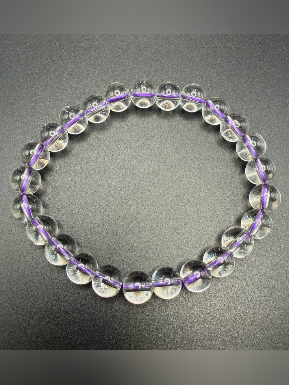 Natural Amethyst Purple Healing Quartz Crystal Round Beaded Bracelet Brand New